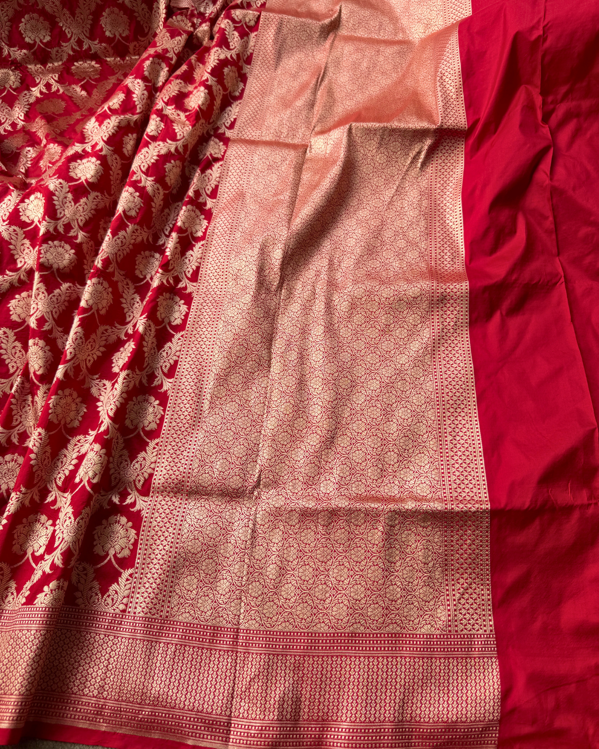 Red Pure Banarasi Katan Silk Saree