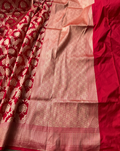 Red Pure Banarasi Katan Silk Saree