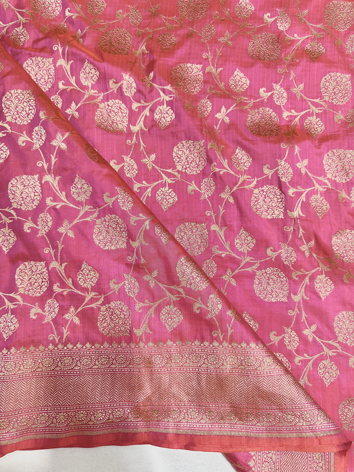Banarasi Silk Saree with Gold Zari Floral Jaal