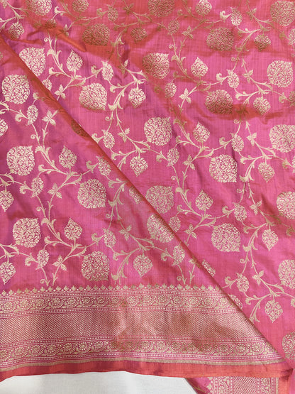 Banarasi Silk Saree with Gold Zari Floral Jaal