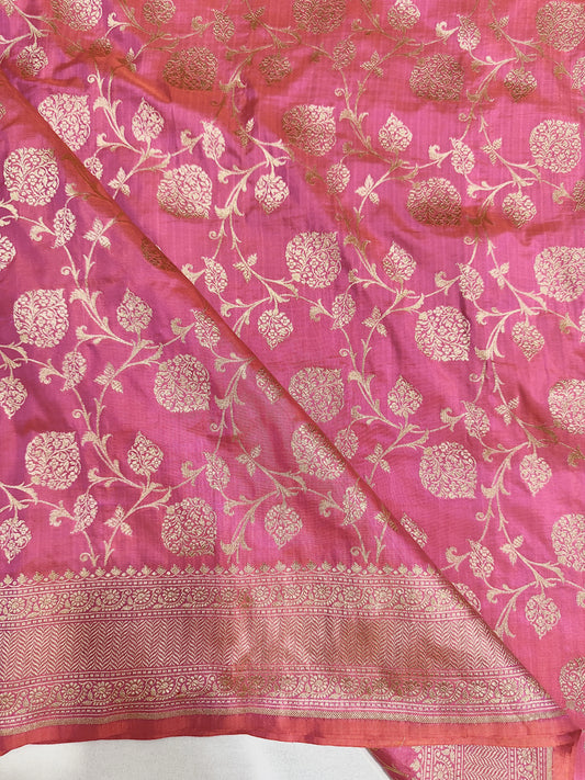 Banarasi Silk Saree with Gold Zari Floral Jaal