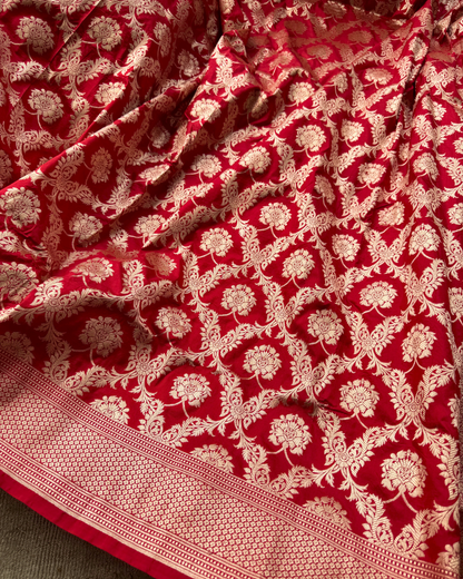 Red Pure Banarasi Katan Silk Saree