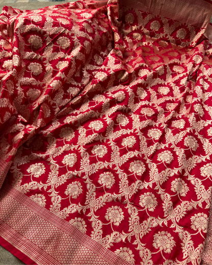 Red Pure Banarasi Katan Silk Saree