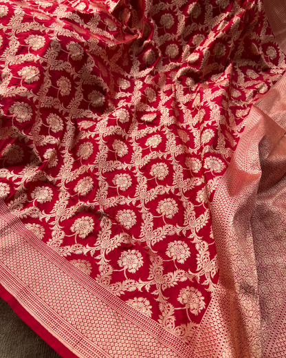 Red Pure Banarasi Katan Silk Saree