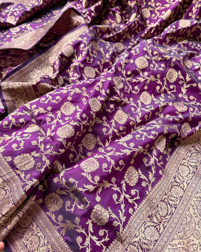 Purple Pure Banarasi Katan Silk Saree