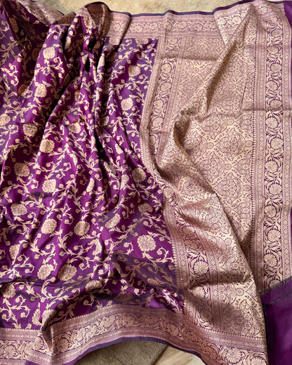 Purple Pure Banarasi Katan Silk Saree