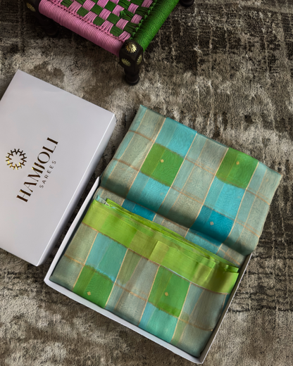 Green Pure Banarasi Kora Silk Rangkat Saree