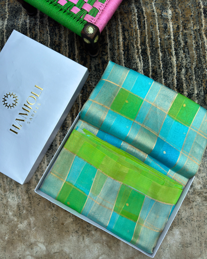 Green Pure Banarasi Kora Silk Rangkat Saree