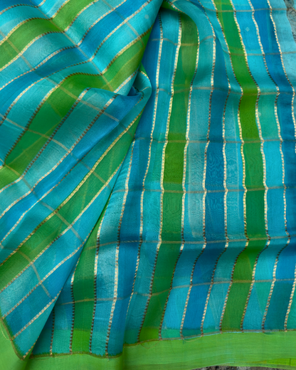 Green Pure Banarasi Kora Silk Rangkat Saree