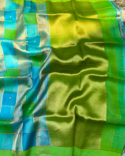 Green Pure Banarasi Kora Silk Rangkat Saree
