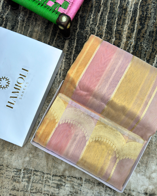 Pink Tissue Katan Handloom Banarasi Saree