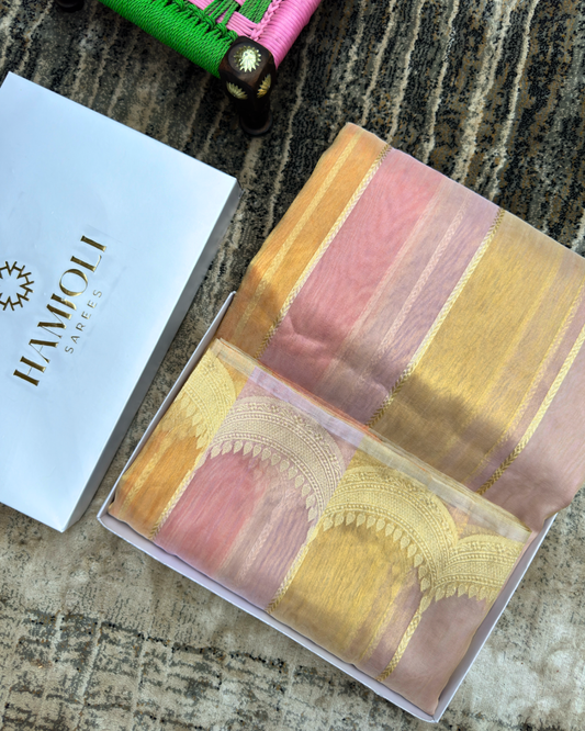 Pink Tissue Katan Handloom Banarasi Saree