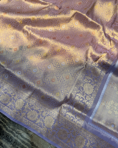 Pink Brocade Pure Banarasi Tissue Silk Saree