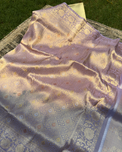 Pink Brocade Pure Banarasi Tissue Silk Saree