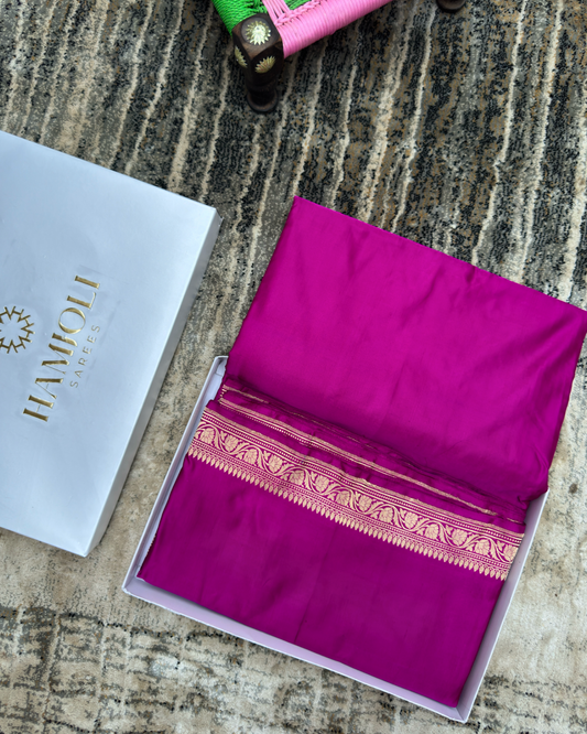 Pink Pure Handloom Banarasi Mashru Silk Saree