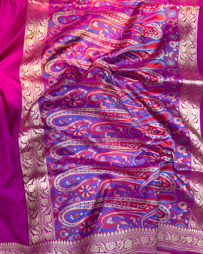 Pink Pure Handloom Banarasi Mashru Silk Saree