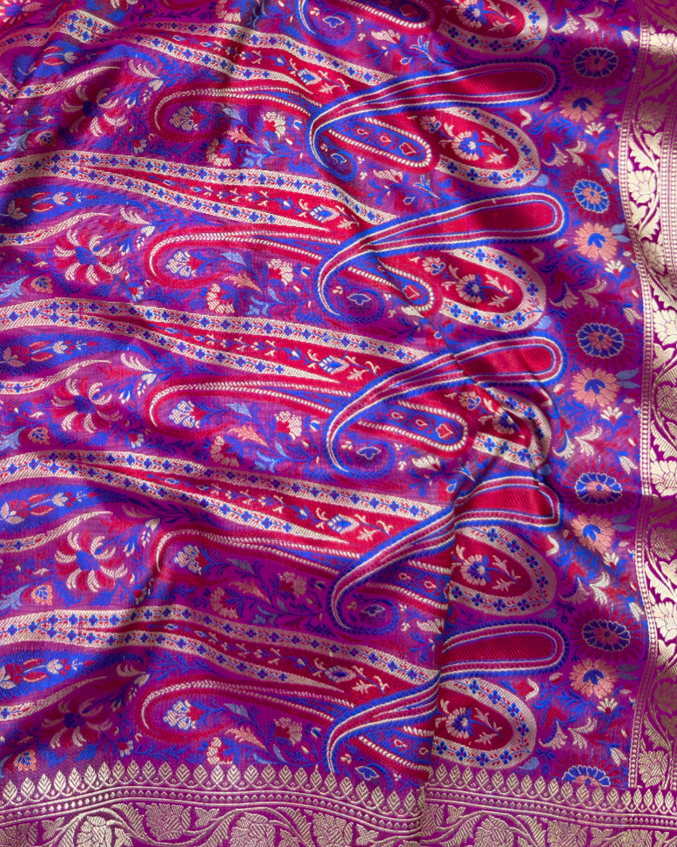 Pink Pure Handloom Banarasi Mashru Silk Saree