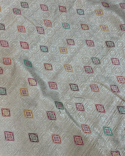 Off-White Tissue Tusser Georgette Banarasi Saree
