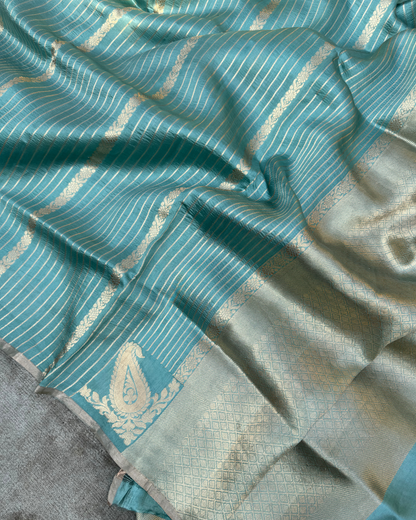 Blue Pure Raw Mango Silk Saree