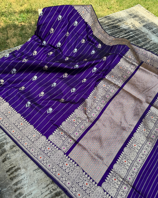 Purple Pure Katan Handloom Banarasi Meenakari Saree