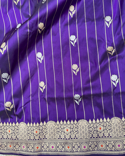 Purple Pure Katan Handloom Banarasi Meenakari Saree