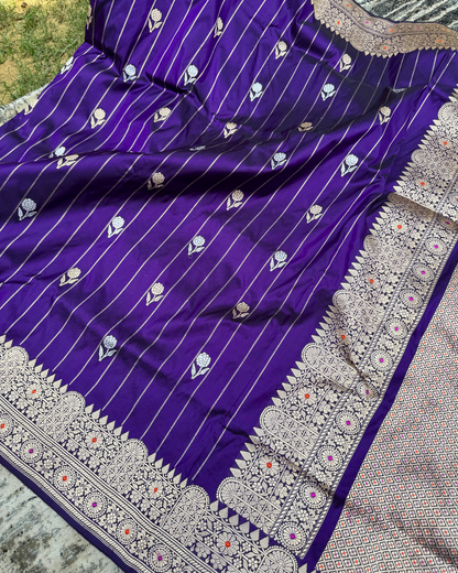 Purple Pure Katan Handloom Banarasi Meenakari Saree