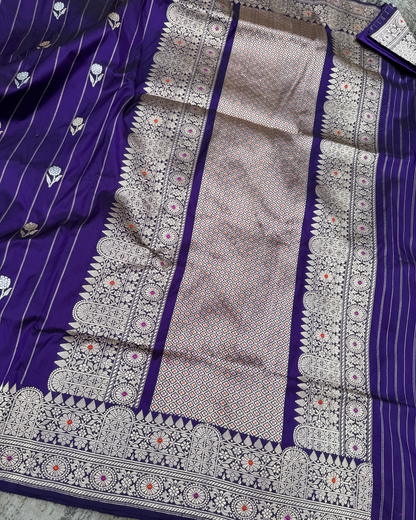 Purple Pure Katan Handloom Banarasi Meenakari Saree
