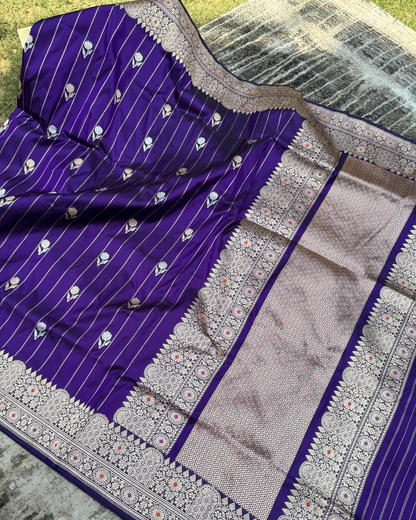 Purple Pure Katan Handloom Banarasi Meenakari Saree