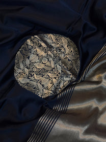 Black Mashru Silk Banarasi Saree with Gold Zari Bird Motifs