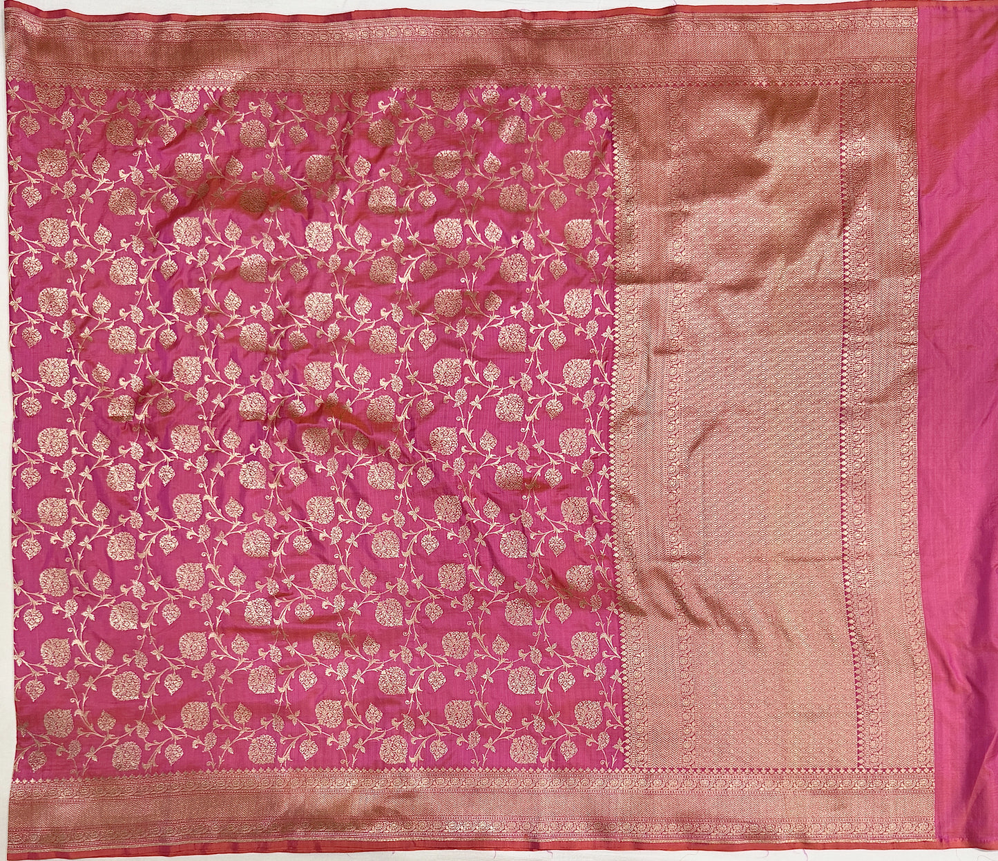Banarasi Silk Saree with Gold Zari Floral Jaal