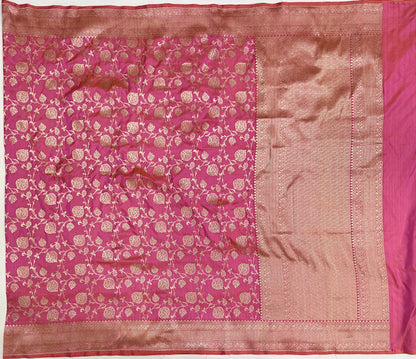 Banarasi Silk Saree with Gold Zari Floral Jaal