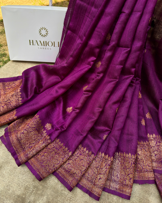 Purple Pure Banarasi Raw Silk Saree