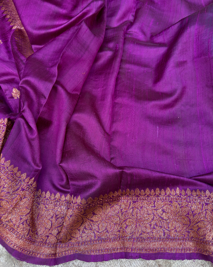 Purple Pure Banarasi Raw Silk Saree