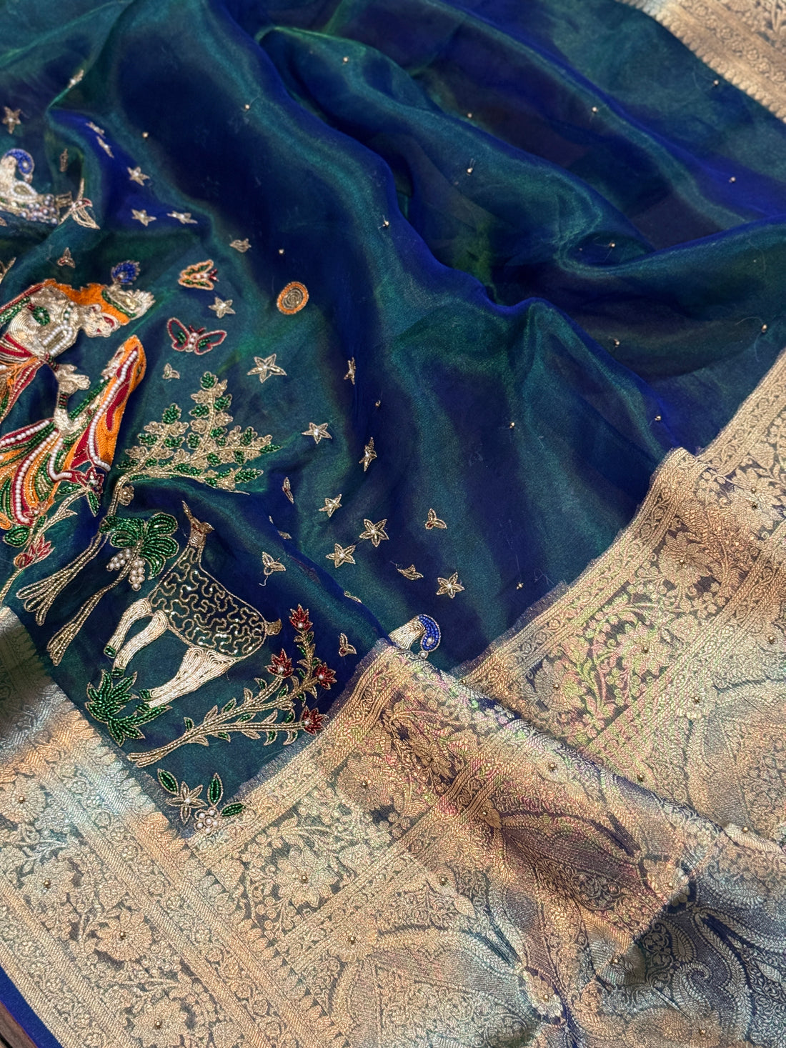 Neel Raas – Pure Tissue Silk Banarasi Saree with Hand Zardozi