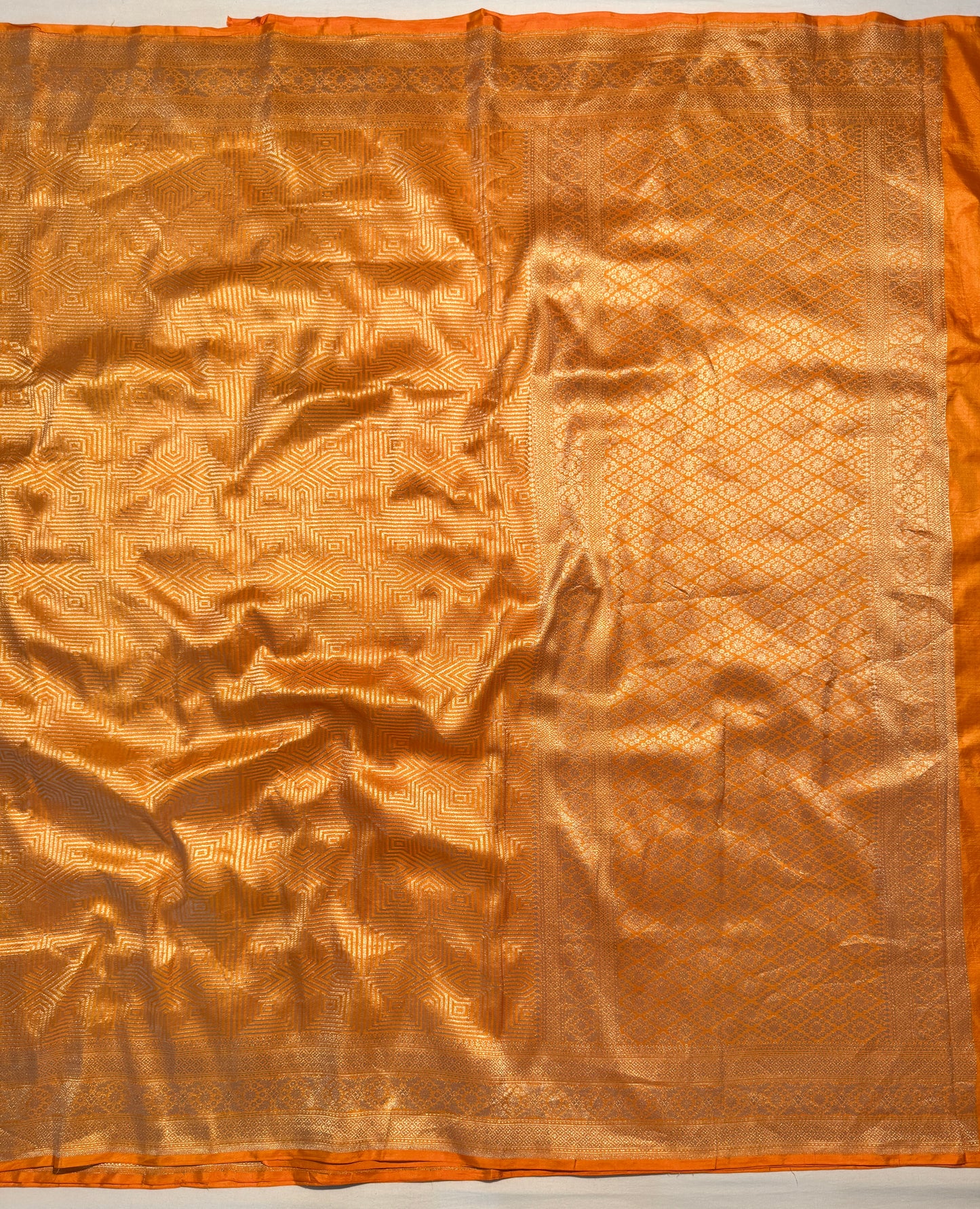 Mustard Banarasi Katan Silk Saree with Geometric Zari Weaving