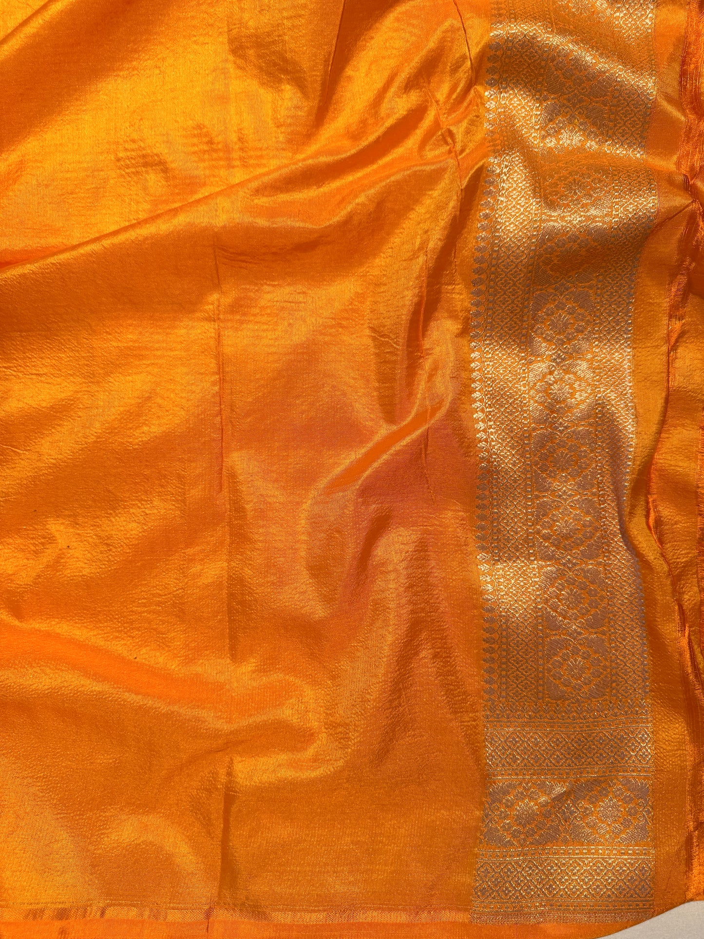 Mustard Banarasi Katan Silk Saree with Geometric Zari Weaving