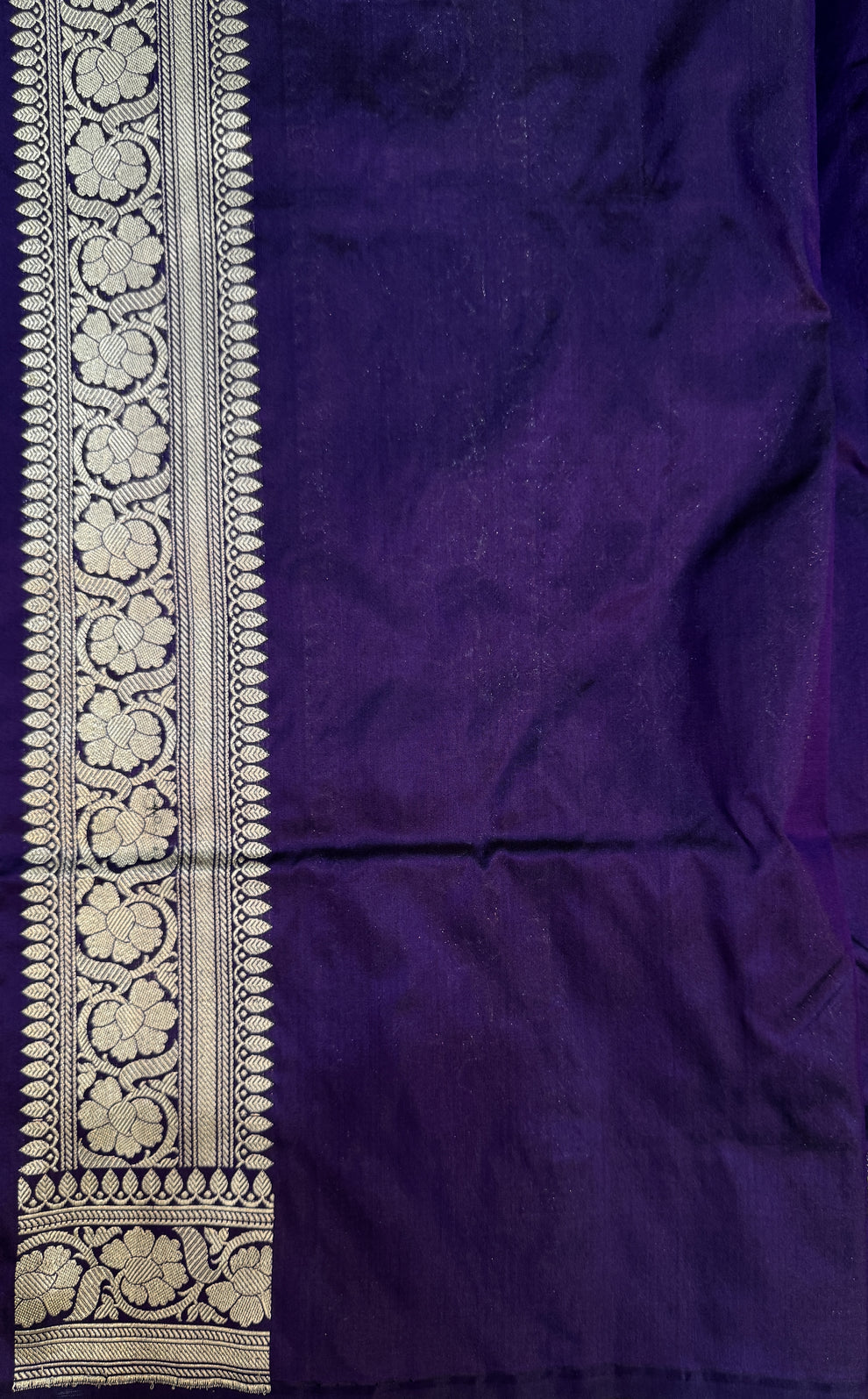 Running pure Katan silk blouse piece for royal purple Kadwa saree