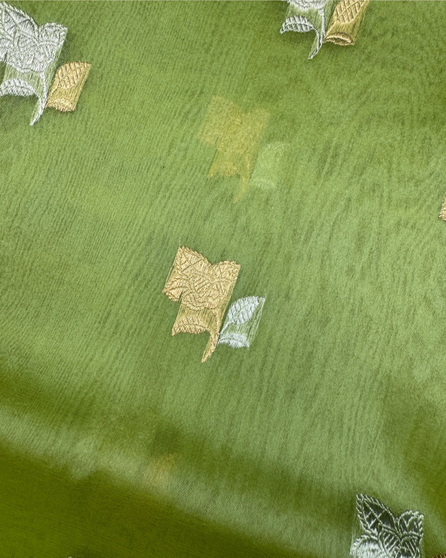 Green Banarasi Handloom Double Kora Katan Handloom Saree