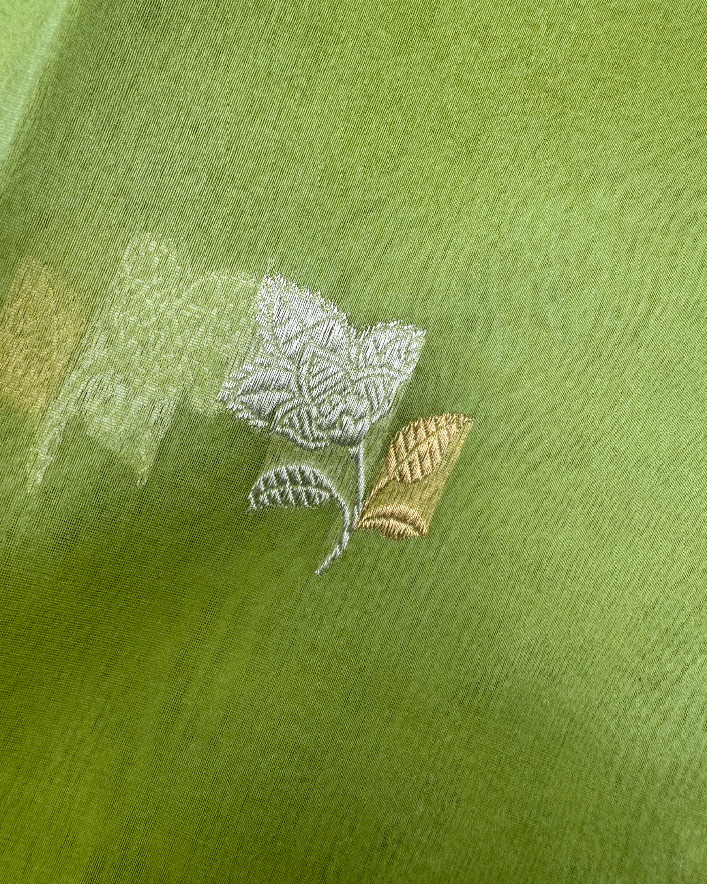 Green Banarasi Handloom Double Kora Katan Handloom Saree