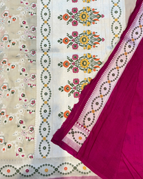 Ivory pure Tussar Georgette Banarasi Shikargah saree drape