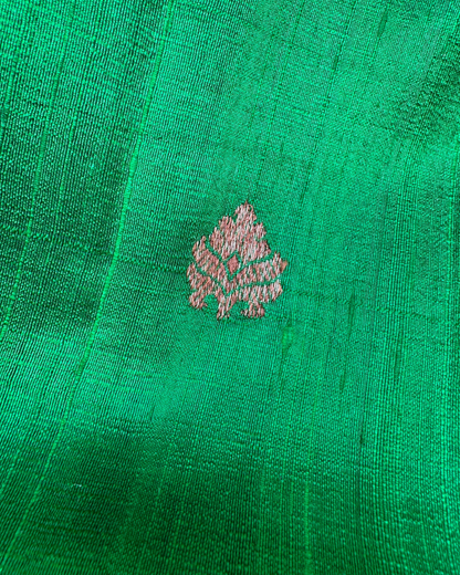 Green Pure Banarasi Raw SIlk Saree