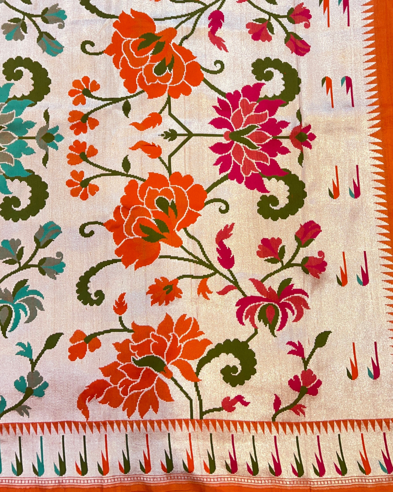 Orange Tissue Tusser Georgette Banarasi Saree