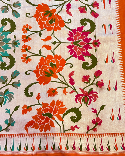 Orange Tissue Tusser Georgette Banarasi Saree