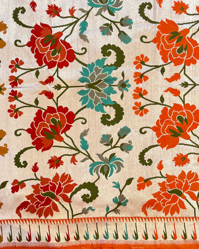 Orange Tissue Tusser Georgette Banarasi Saree