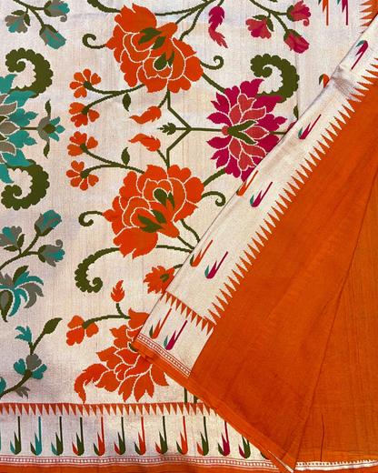 Orange Tissue Tusser Georgette Banarasi Saree