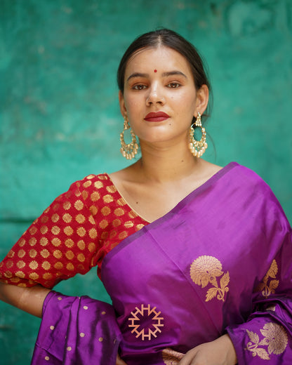 Deep Pink Pure Banarasi Katan Handloom Saree