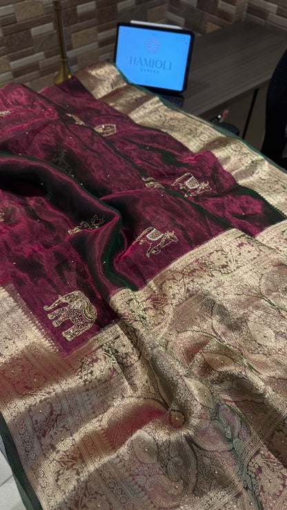 Hand Zardozi Tissue Silk Banarasi Saree