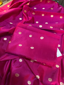 Pure handloom Banarasi silk fabric texture and natural lustre close-up