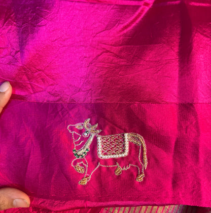 Pink Gauri – Pure Silk Handcrafted Zardozi Saree