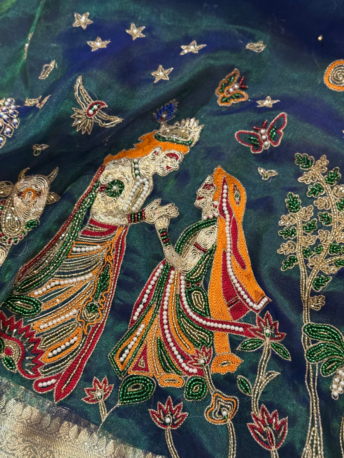 Neel Raas – Pure Tissue Silk Banarasi Saree with Hand Zardozi